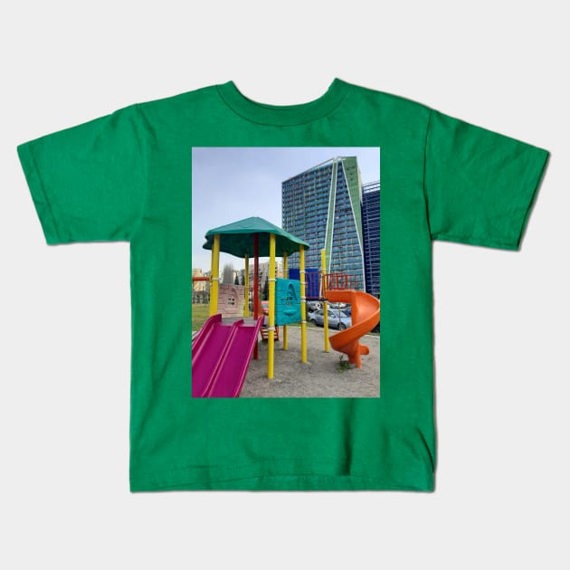 Playground & business building Kids T-Shirt by Stephfuccio.com